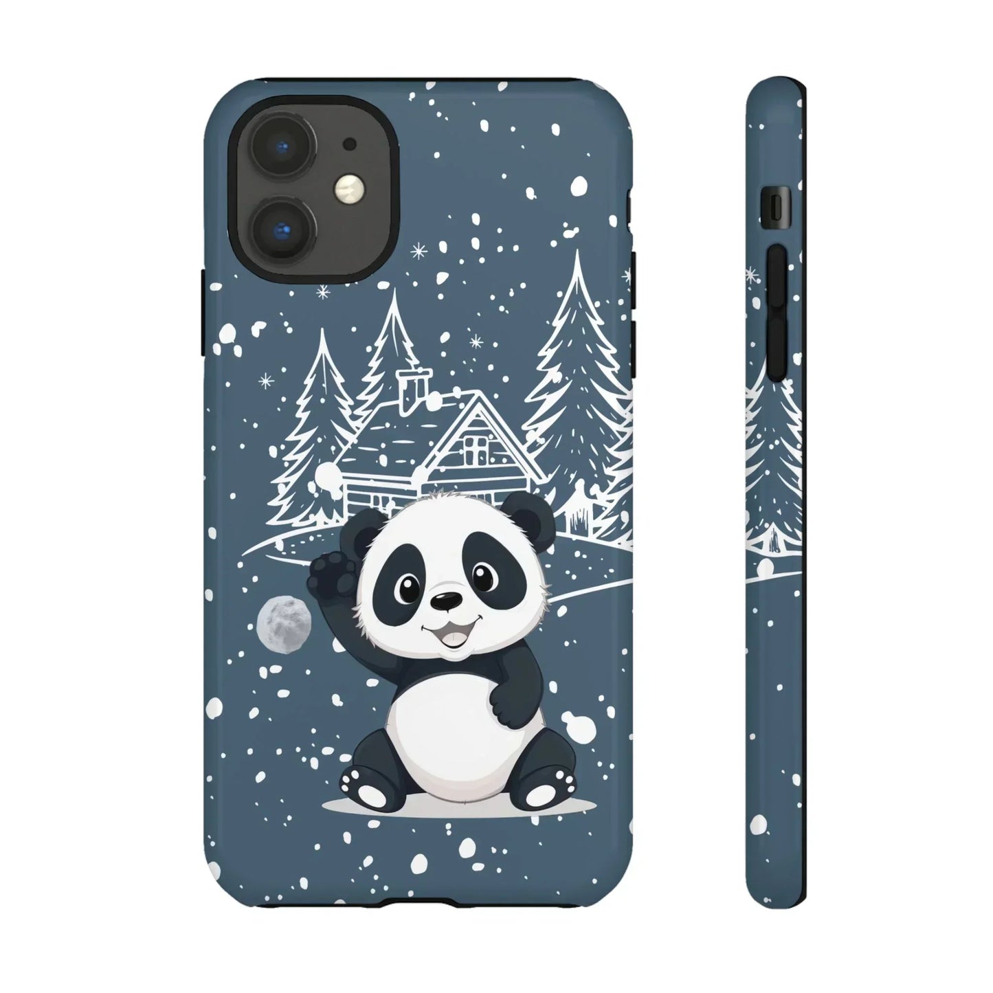 Cute Panda in a Winter Wonderland Phone Case for iPhone 8-16 Models - KarArmDesign