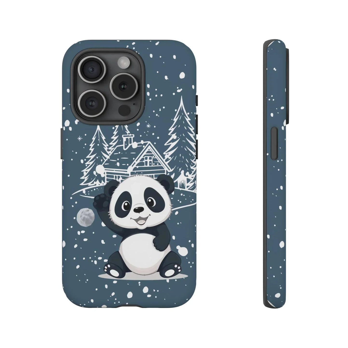 Cute Panda in a Winter Wonderland Phone Case for iPhone 8-16 Models - KarArmDesign