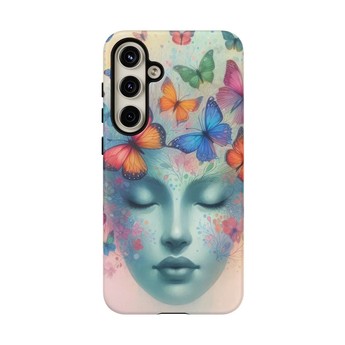 Butterfly Bloom Dreamy Woman Phone Case for Galaxy and Pixel - KarArmDesign
