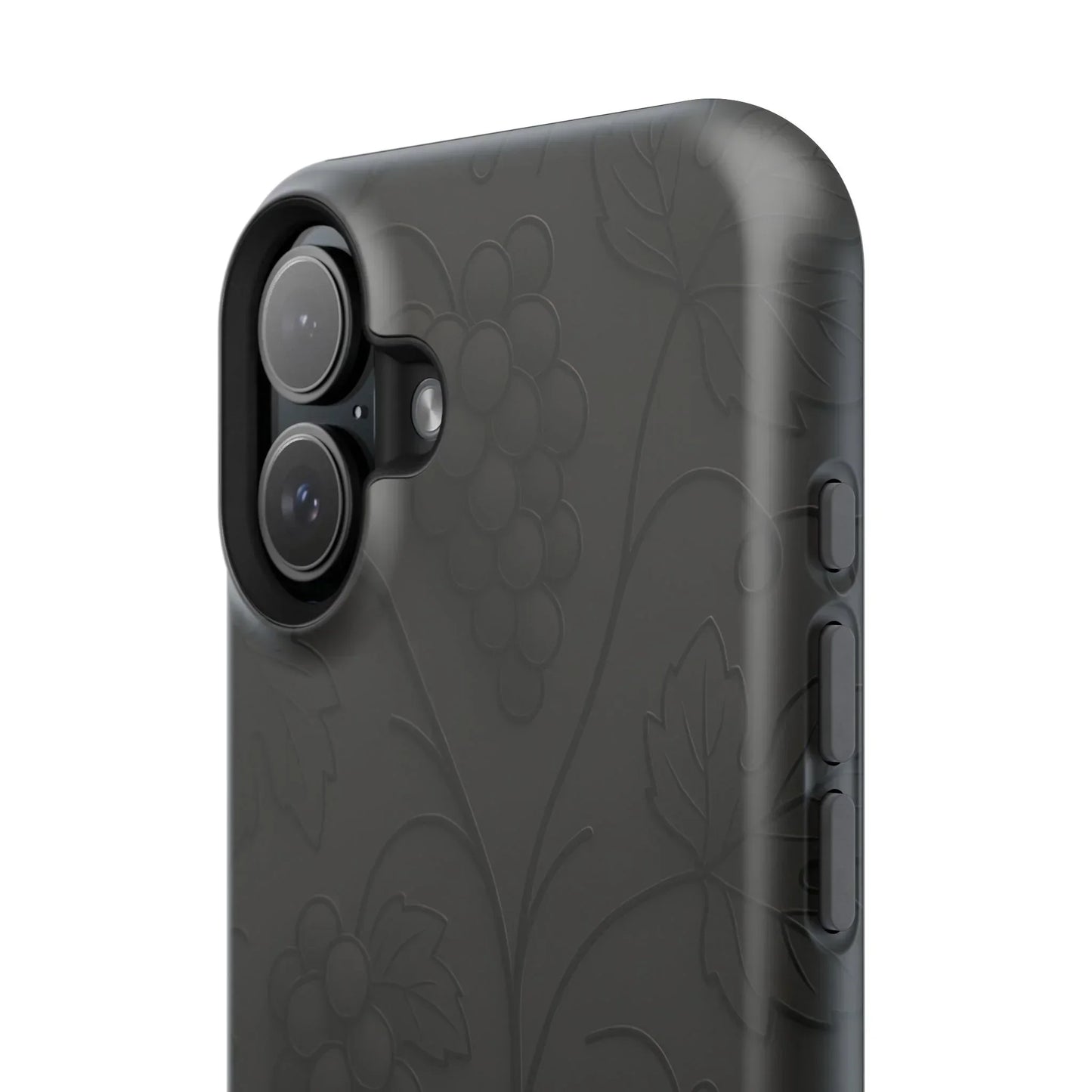 Elegant Embossed Grape Leaf Black Phone Case for iPhone and Galaxy - KarArmDesign