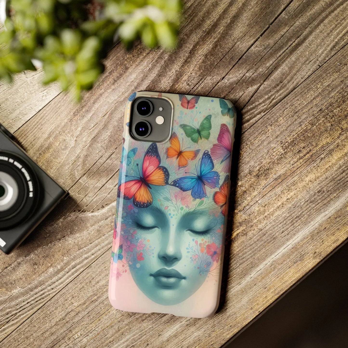 Butterfly Bloom Dreamy Woman with Closed Eyes Tough Phone Case for iPhone - KarArmDesign