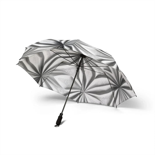 Stylish Gray 3D Geometric Pattern Semi-Automatic Umbrella – Modern Rain Protection - KarArmDesign