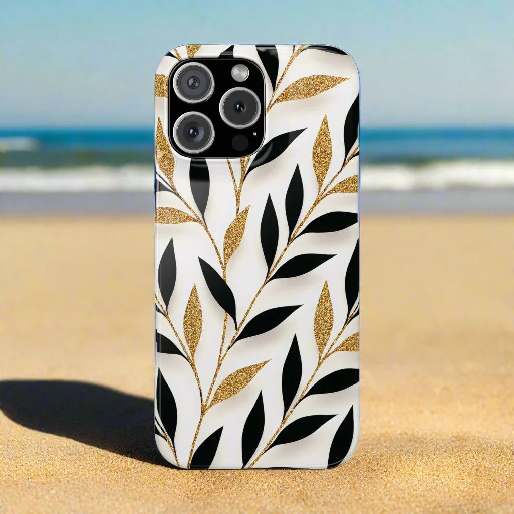 Botanical Gold Leaf Phone Case for iPhone 7-16 Models - KarArmDesign