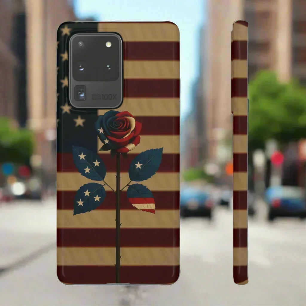 American Rose Flag Phone Case for iPhone 7-16 and Samsung Galaxy S10-S24 Models - KarArmDesign