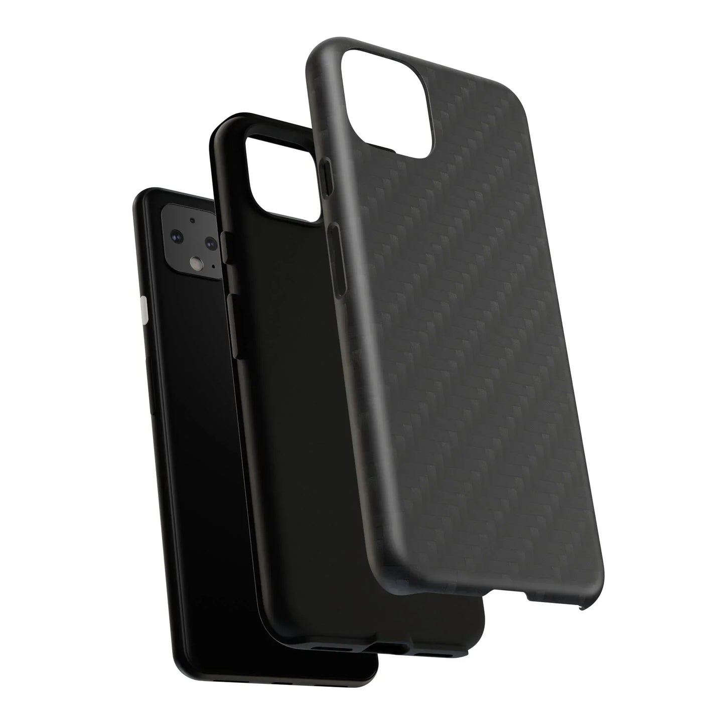 Black Carbon Phone Case Tough Case for iPhone 8-16 and Google Pixel up to 9 Models - KarArmDesign