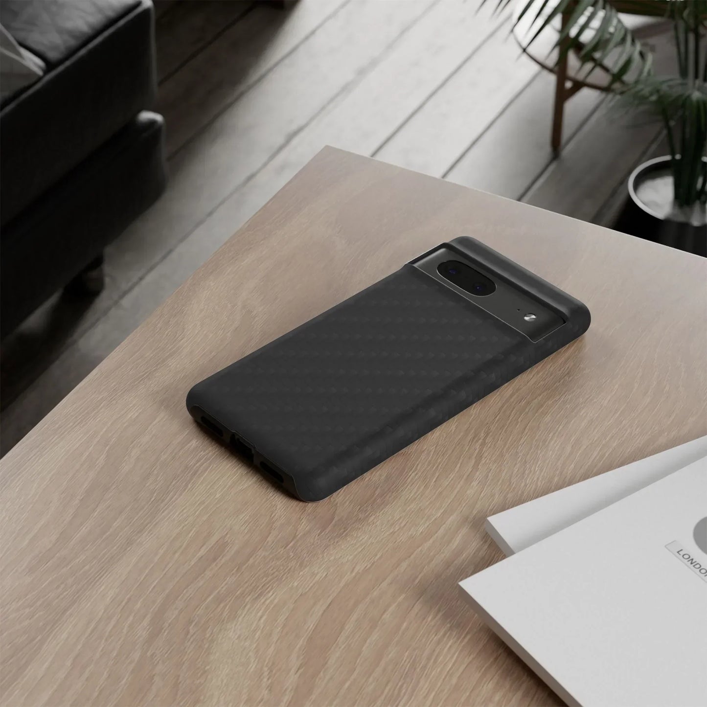 Black Carbon Phone Case Tough Case for iPhone 8-16 and Google Pixel up to 9 Models - KarArmDesign