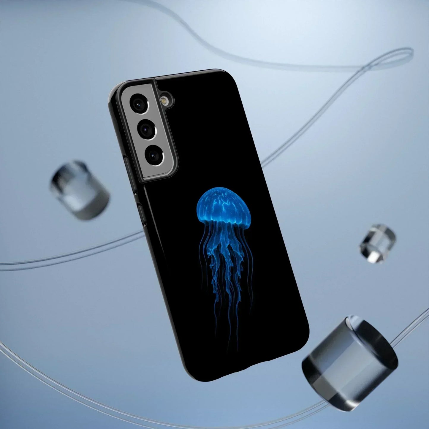 Blue Jellyfish Phone Case for iPhone 12-16 and Samsung Galaxy S21-S22 Models - KarArmDesign