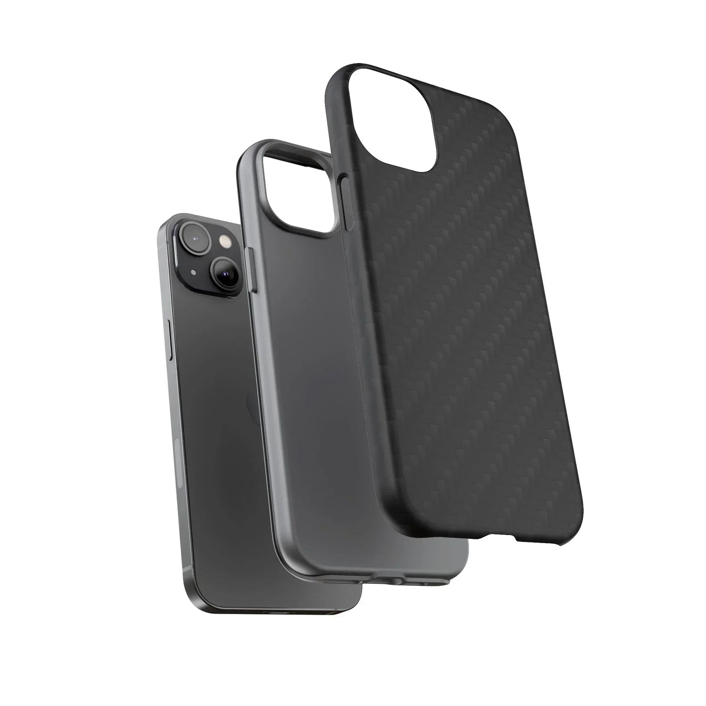Black Carbon Phone Case Tough Case for iPhone 8-16 and Google Pixel up to 9 Models - KarArmDesign