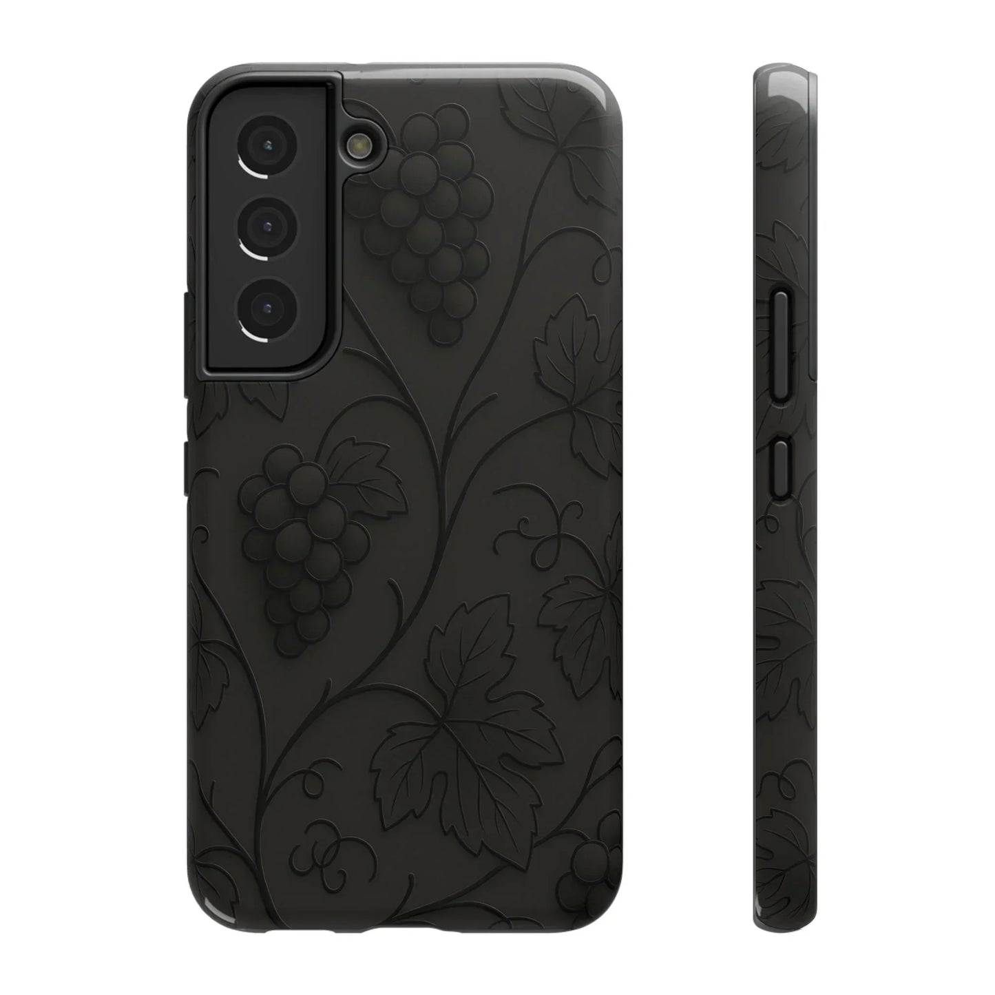 Elegant Embossed Grape Leaf Black Phone Case for iPhone and Galaxy - KarArmDesign
