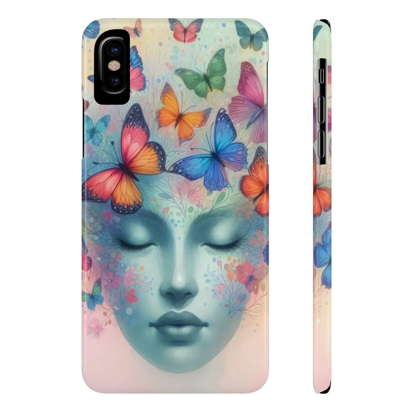 Butterfly Bloom Dreamy Woman with Closed Eyes Tough Phone Case for iPhone - KarArmDesign