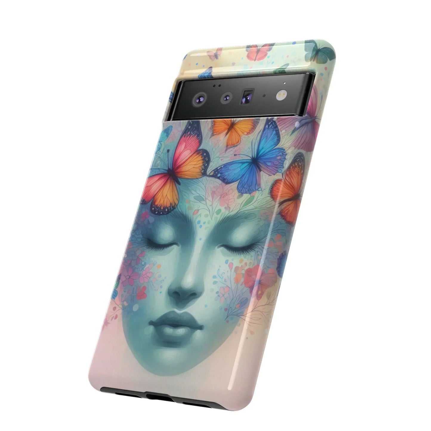 Butterfly Bloom Dreamy Woman Phone Case for Galaxy and Pixel - KarArmDesign