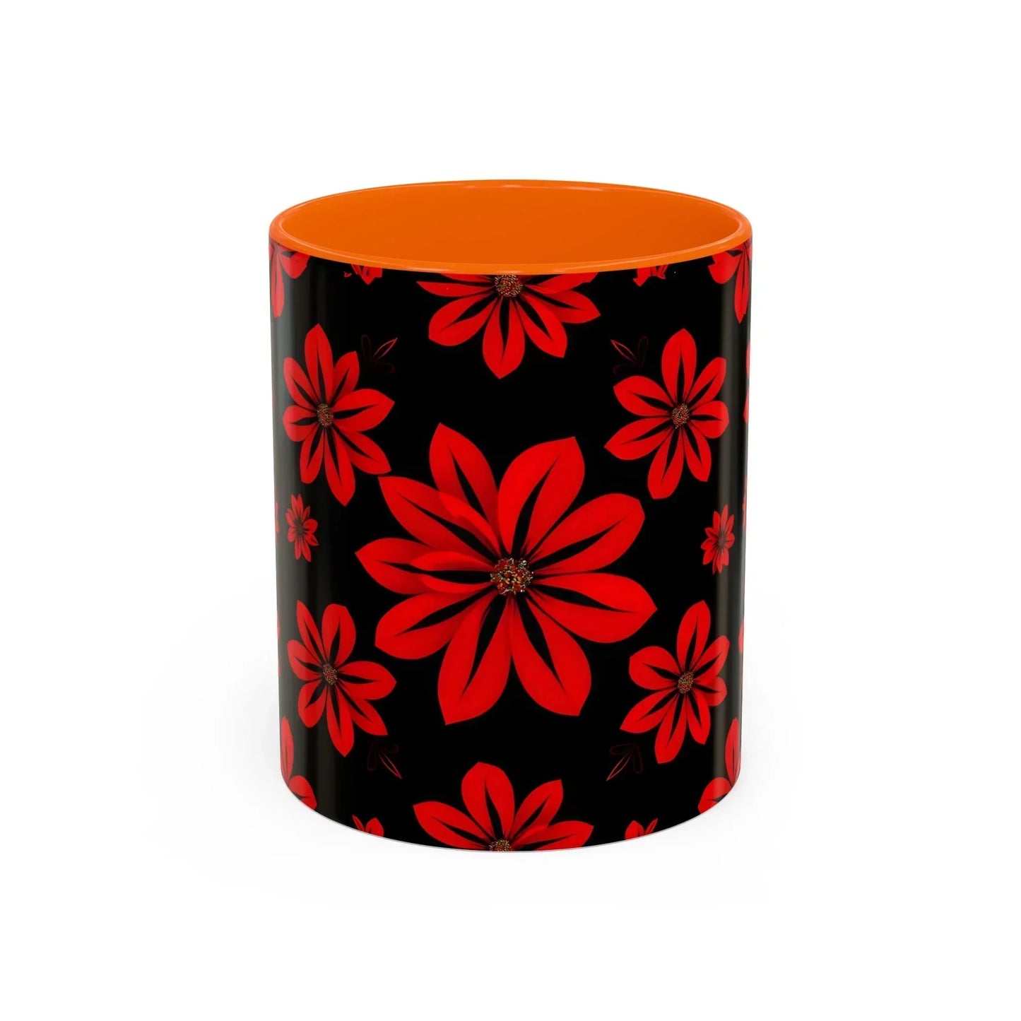 Accent Red Floral Coffee Mug – 11oz & 15oz - KarArmDesign