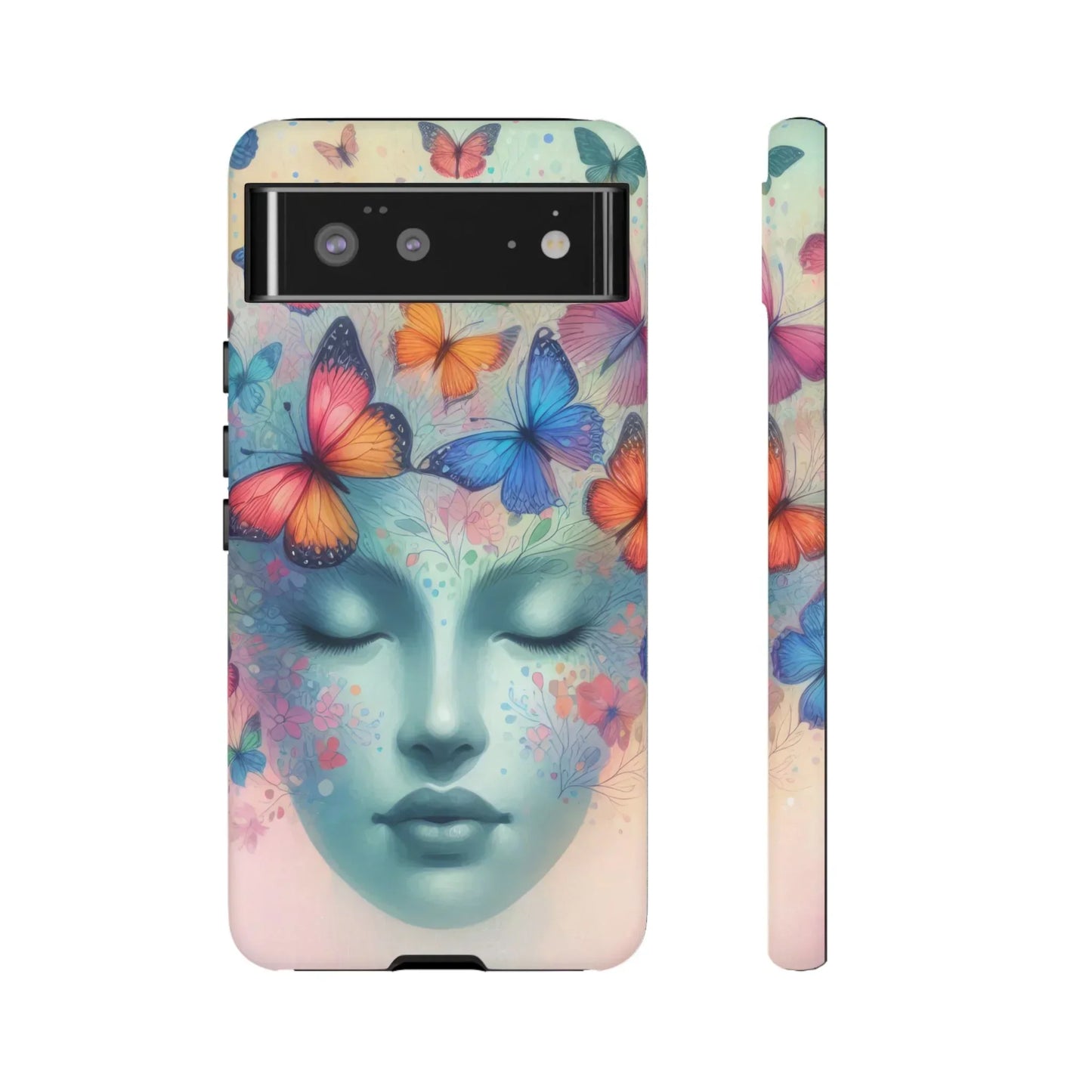 Butterfly Bloom Dreamy Woman Phone Case for Galaxy and Pixel - KarArmDesign