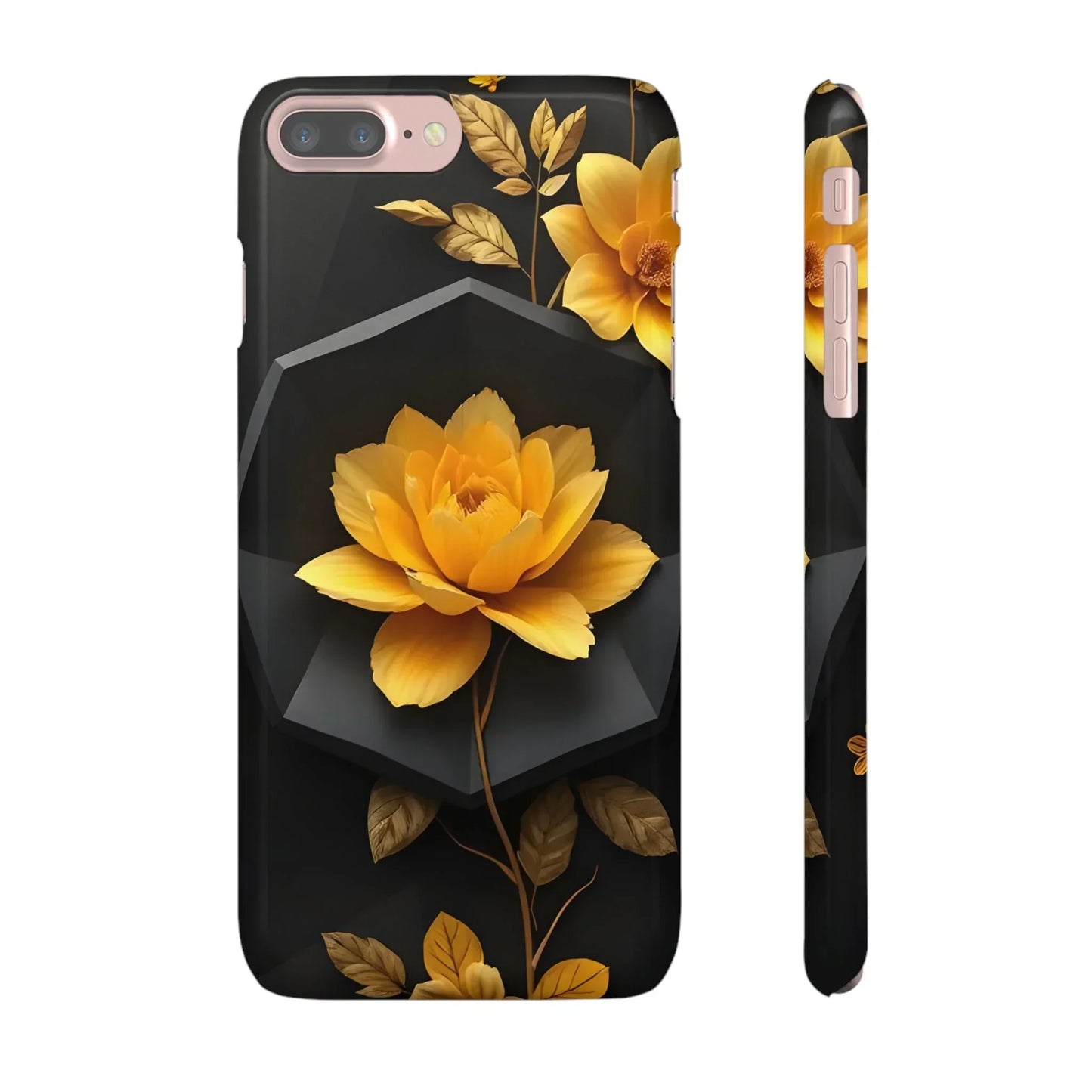 Yellow Floral Phone Case for iPhone 7-16 and Samsung Galaxy S10-S24 Models - KarArmDesign