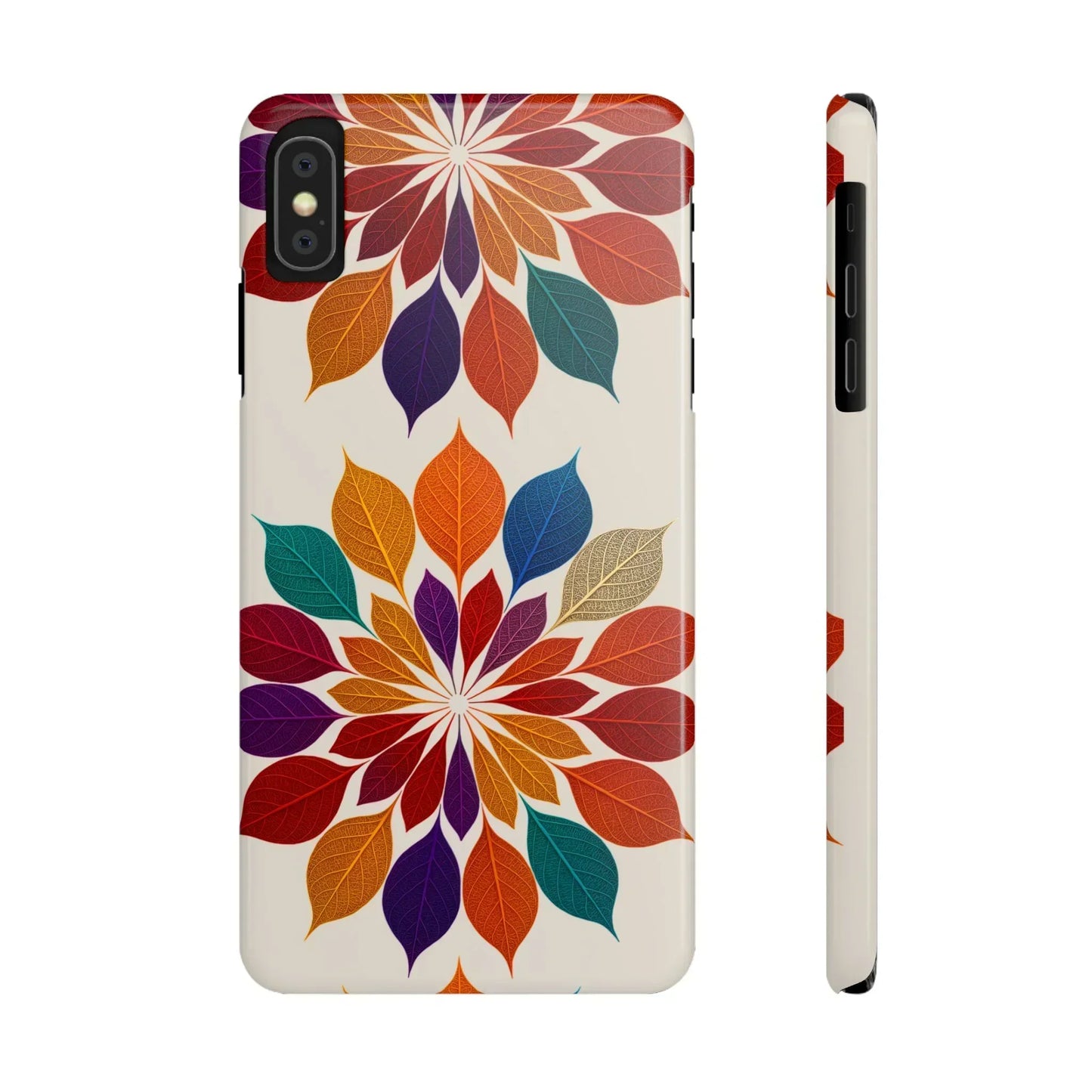 Leaf Mandala Botanical Burst Design Slim Phone Case for iPhone 7-16 Models - KarArmDesign