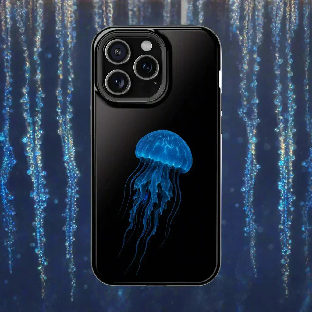Blue Jellyfish Phone Case for iPhone 12-16 and Samsung Galaxy S21-S22 Models - KarArmDesign