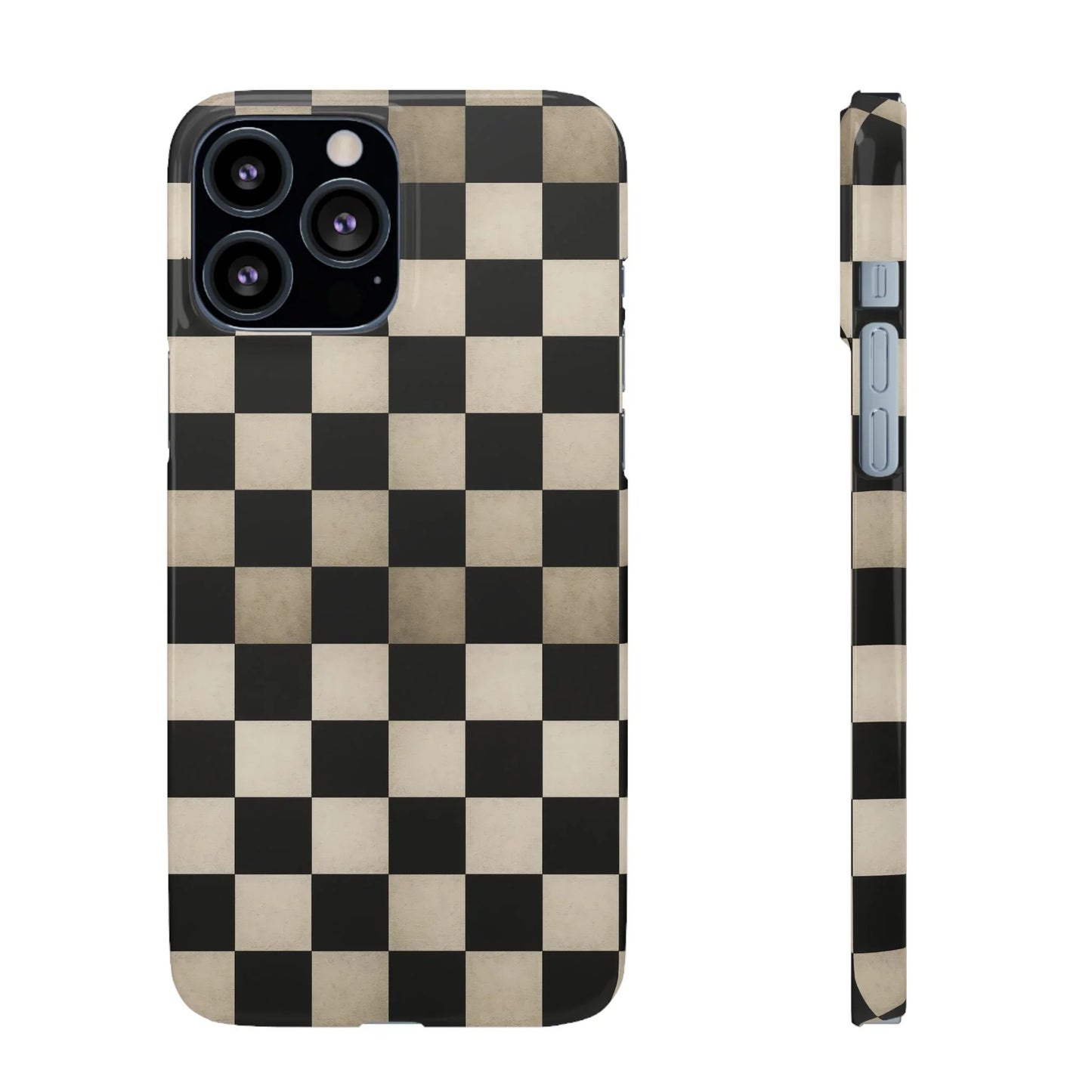 Stylish Matte Checker Phone Case for iPhone 7-16 and Samsung Galaxy S10-S24 Models - KarArmDesign