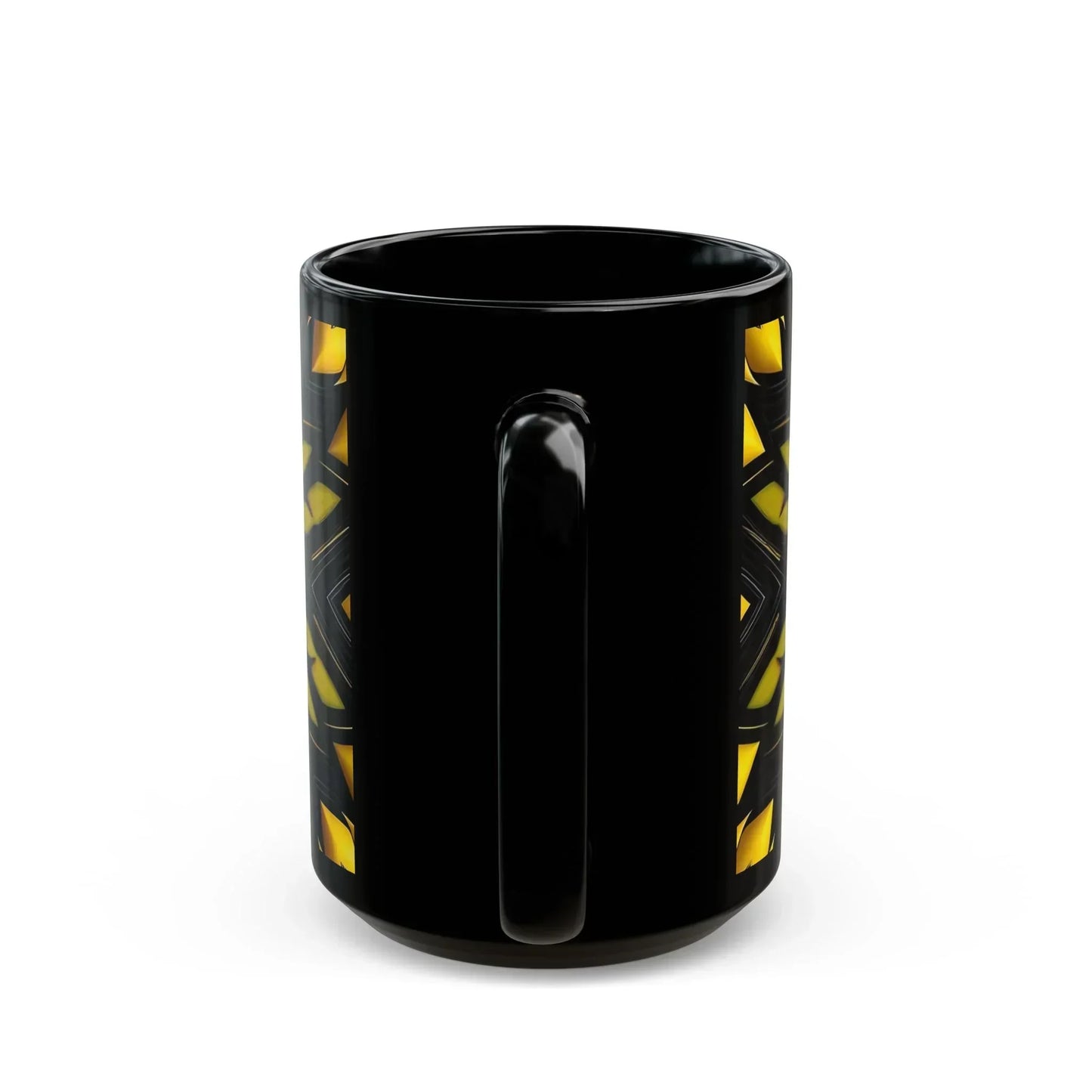 Bold Black & Yellow Geometric Modern Ceramic Mug – 15oz - KarArmDesign