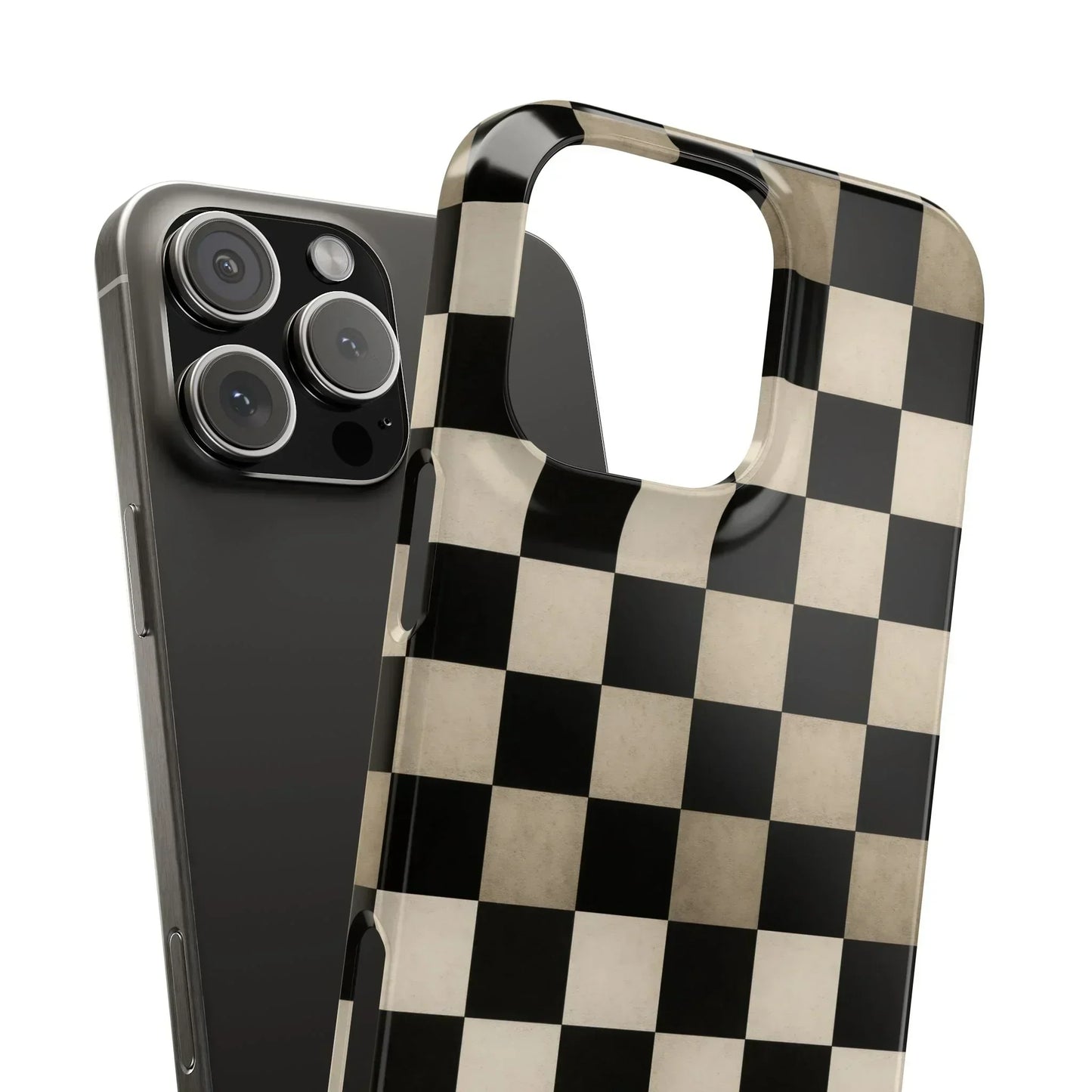Stylish Matte Checker Phone Case for iPhone 7-16 and Samsung Galaxy S10-S24 Models - KarArmDesign