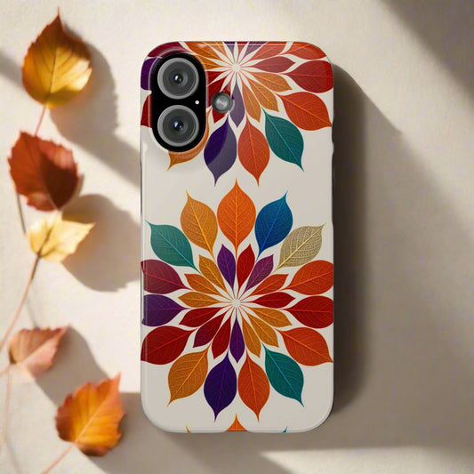 Leaf Mandala Botanical Burst Design Slim Phone Case for iPhone 7-16 Models - KarArmDesign