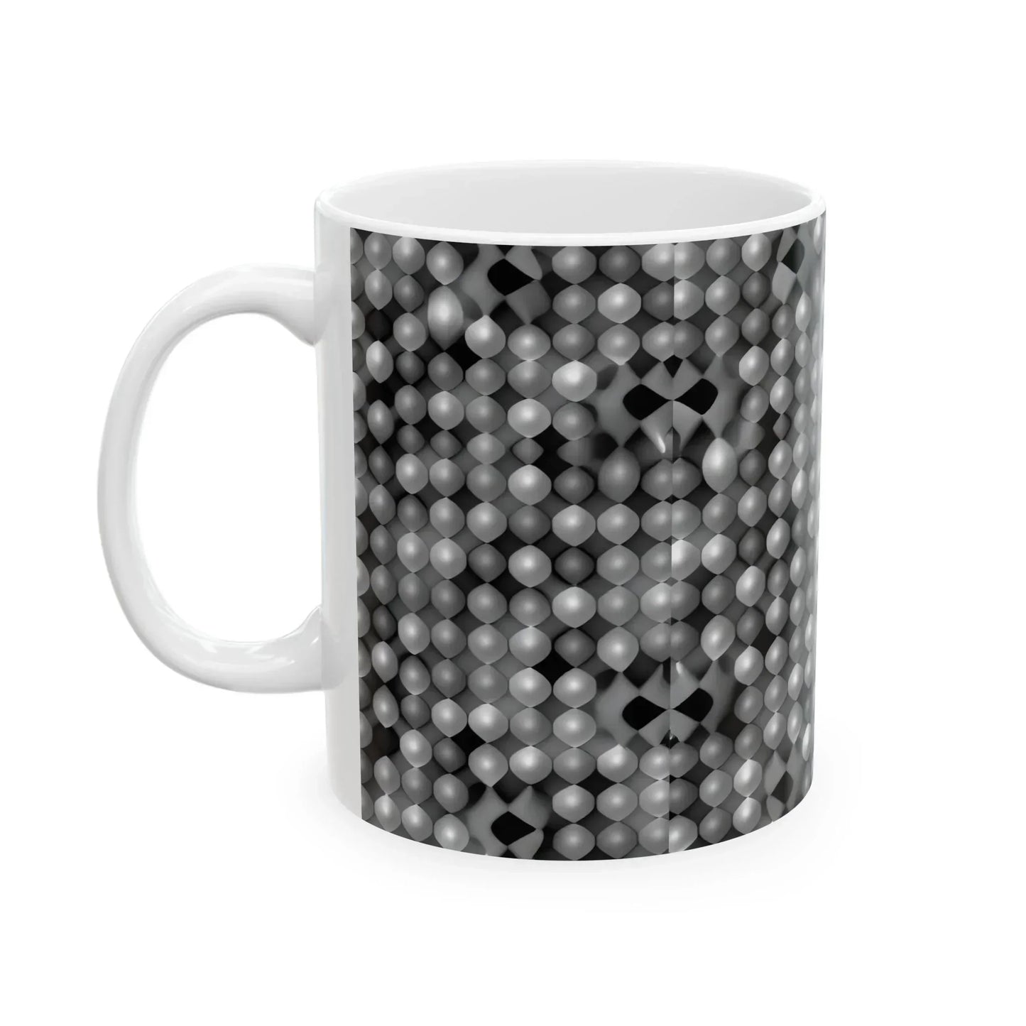 Black & Silver 3D Hex Pattern Ceramic Mug – 11 oz - KarArmDesign