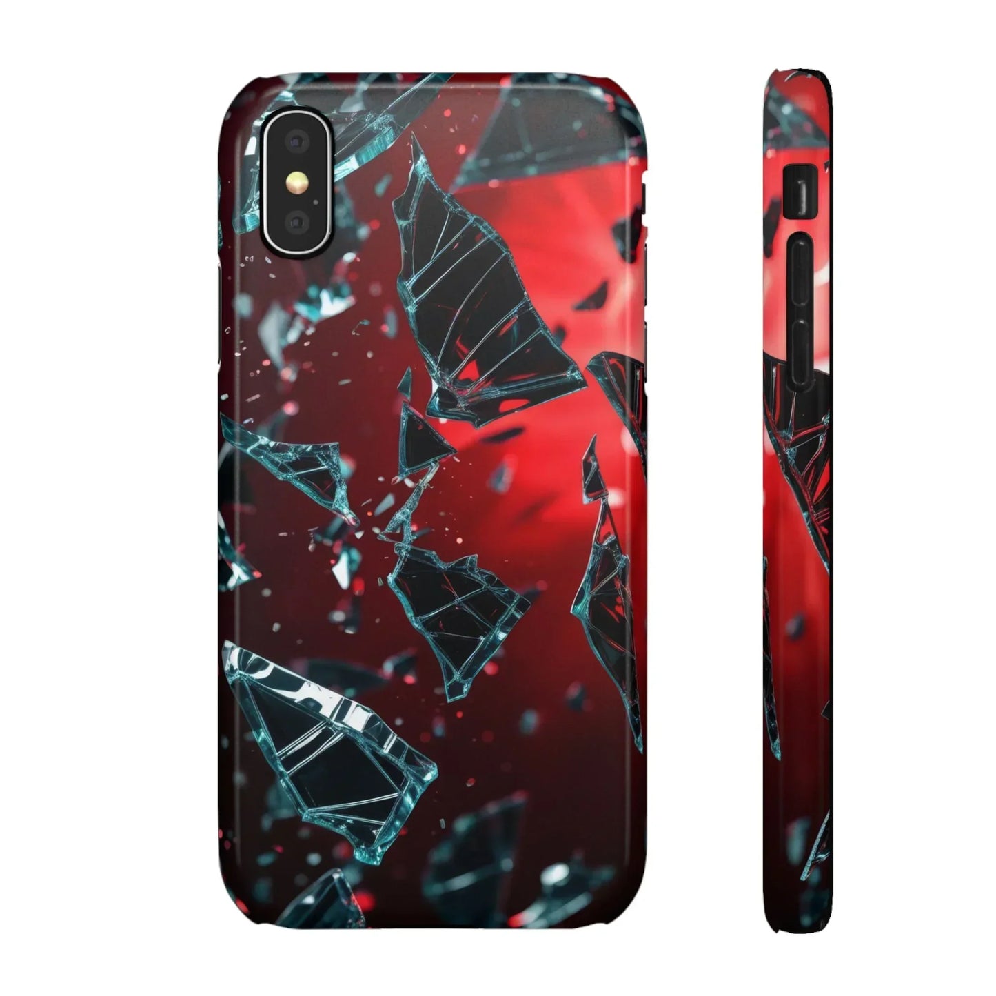 "Crimson Impact" Realistic Glass Shard Snap Phone Case for iPhone 7-16 and Samsung Galaxy S10-S24 Models - KarArmDesign