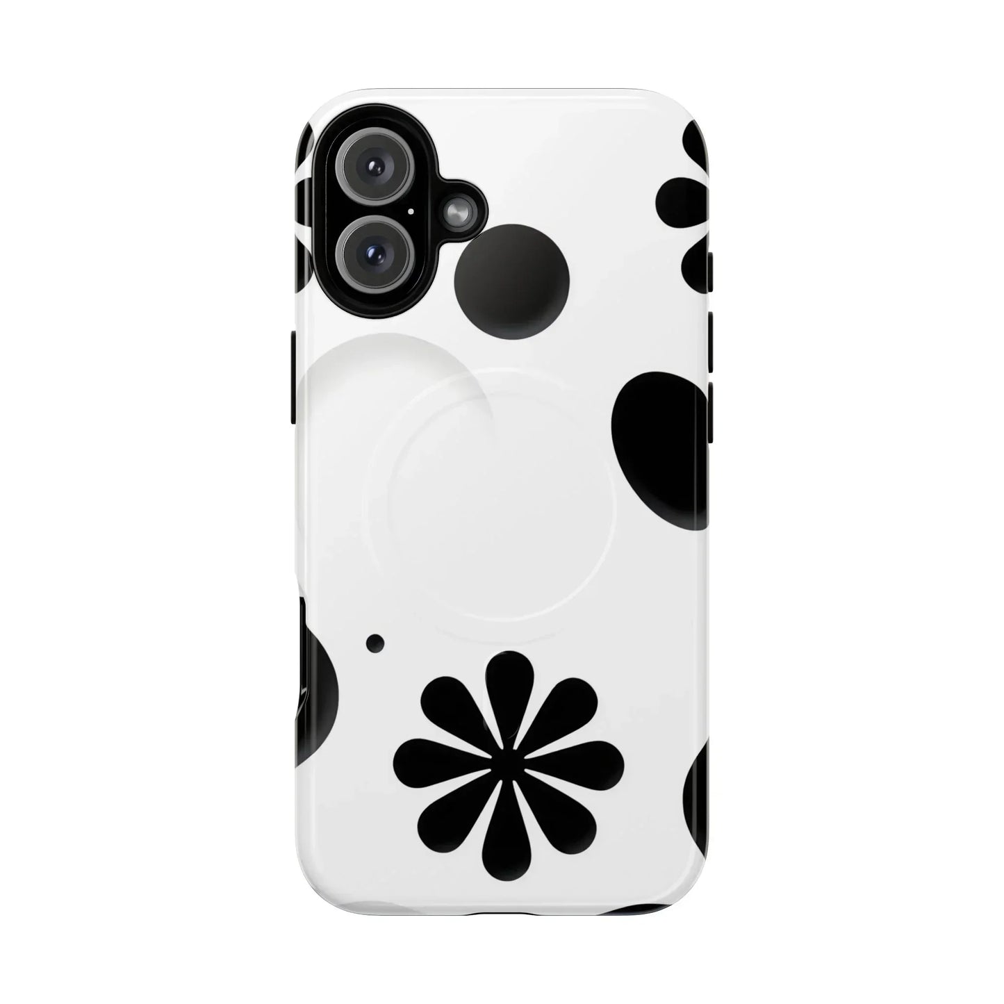 Elegant Black Floral Magnetic Phone Case for iPhone 14-16 Models - KarArmDesign