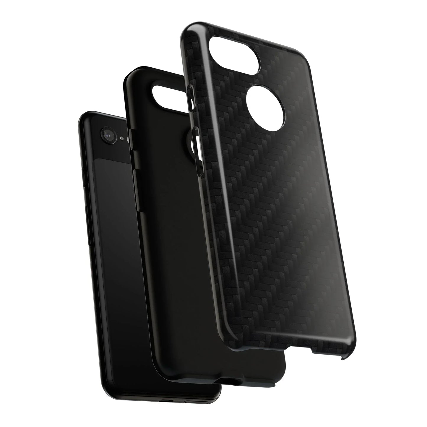 Black Carbon Phone Case Tough Case for iPhone 8-16 and Google Pixel up to 9 Models - KarArmDesign