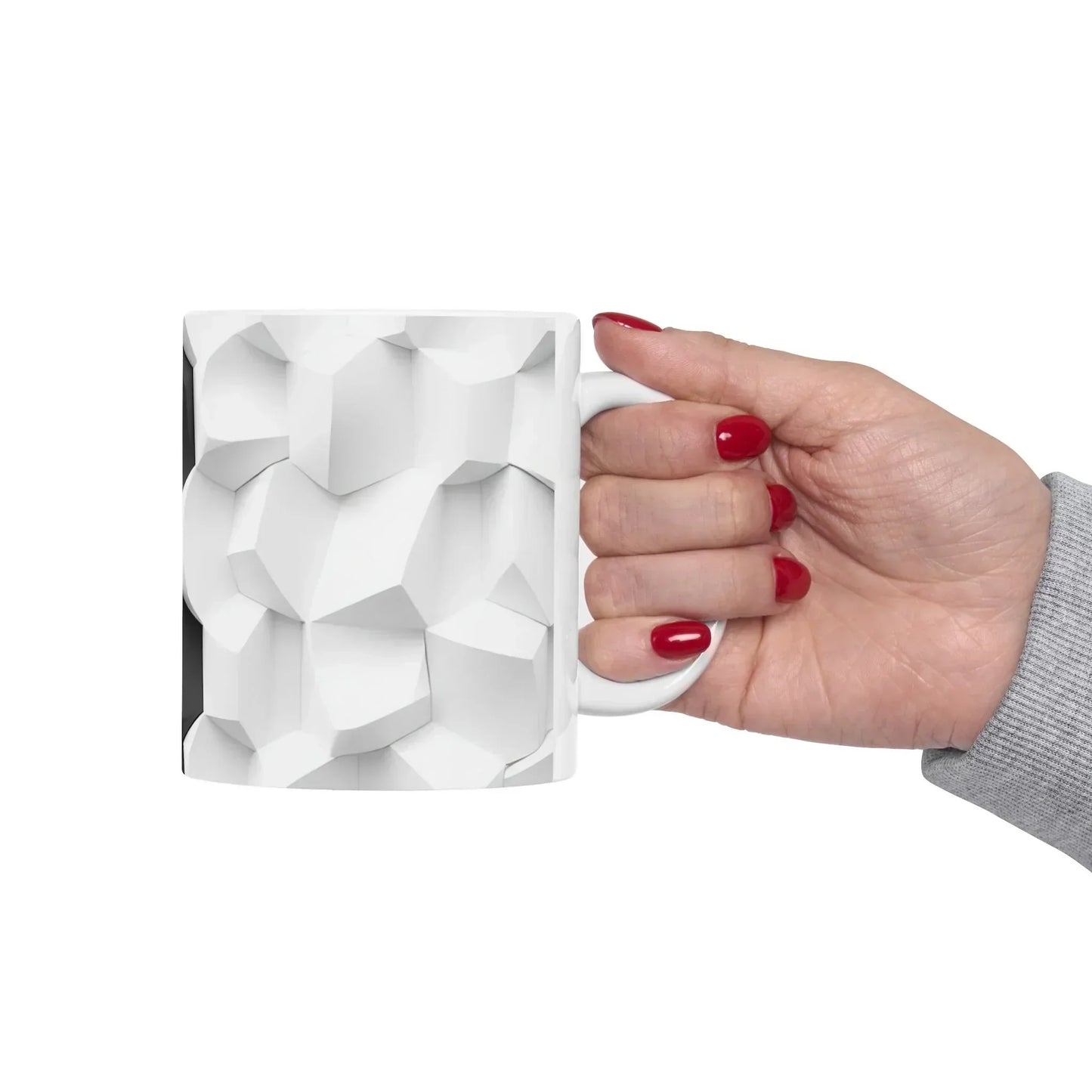 Stylish Black & White Faceted Design Ceramic Mug - 11oz - KarArmDesign