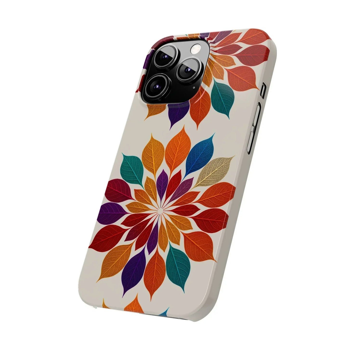 Leaf Mandala Botanical Burst Design Slim Phone Case for iPhone 7-16 Models - KarArmDesign