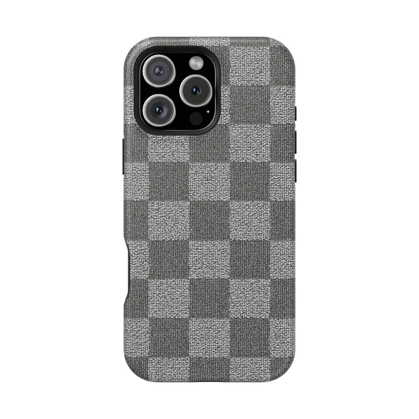 Gray Checkered Phone Case for iPhone 12-16 and Galaxy S21-S22 Models - KarArmDesign