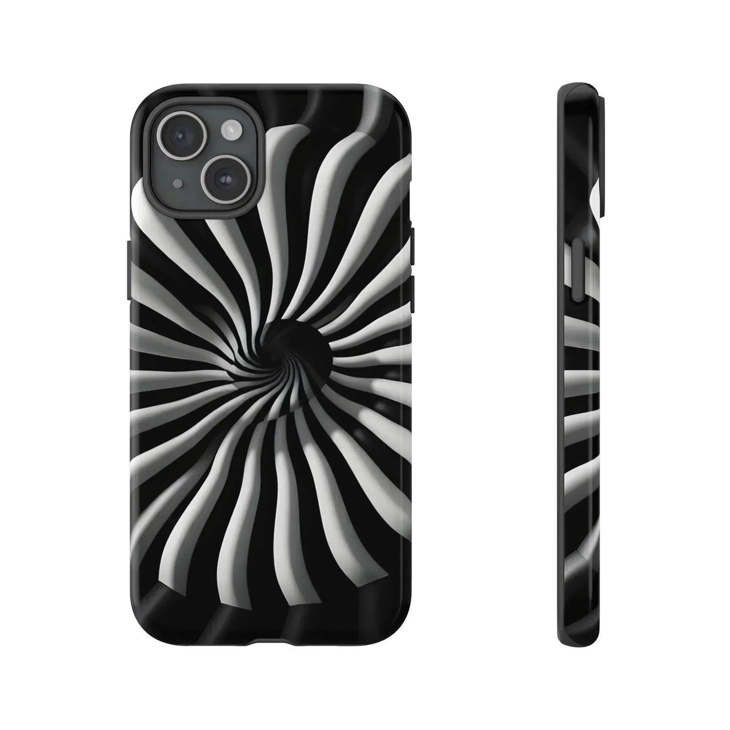 Hypnotic Black and White Spiral Phone Case for iPhone & Galaxy - KarArmDesign