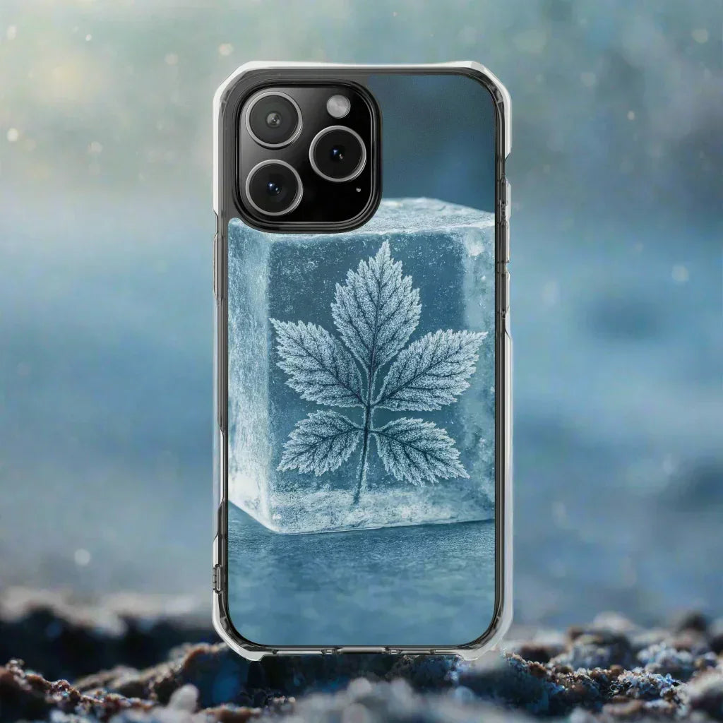 Frozen Leaf Inside Ice Cube - Phone Case for iPhone 14-16 Models - KarArmDesign