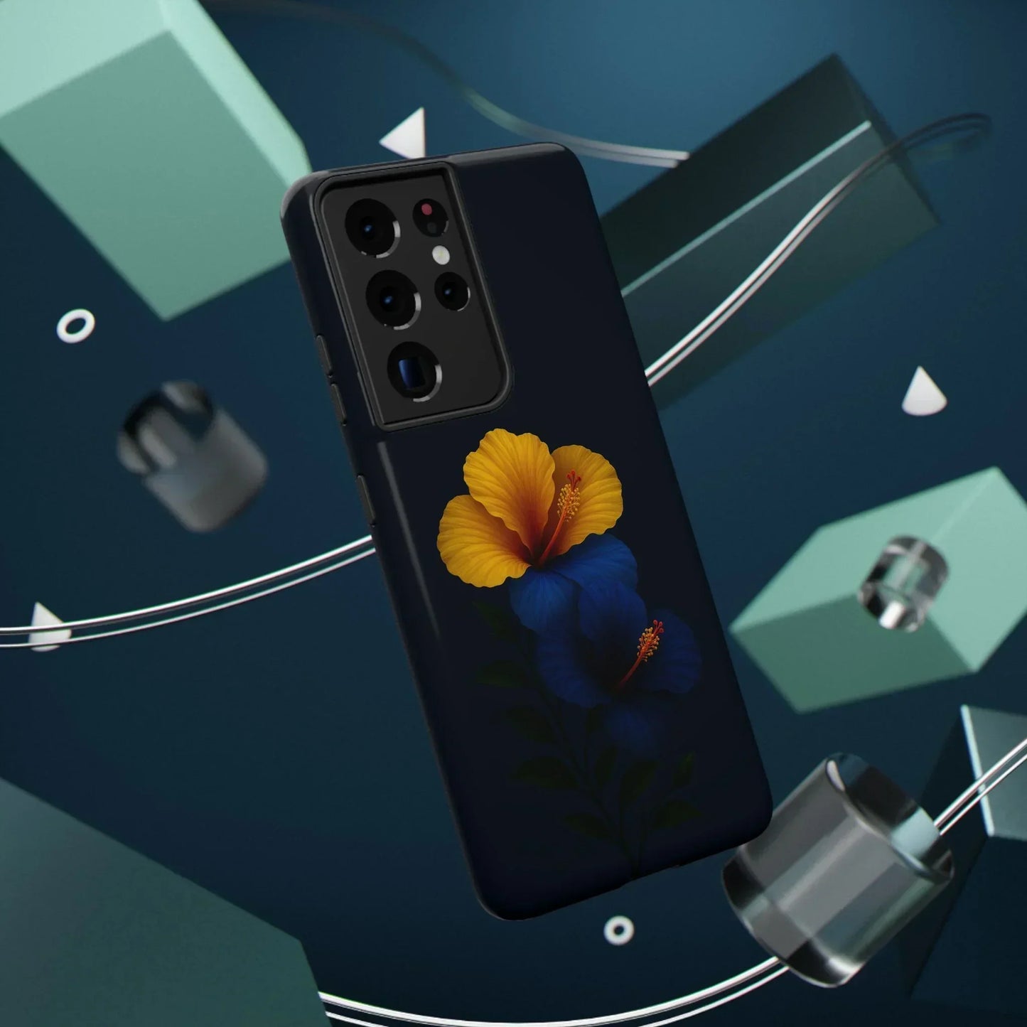 Elegant hibiscus phone case Impact-Resistant Cases for iPhone 12-16 and Samsung Galaxy S21-S22 Models - KarArmDesign
