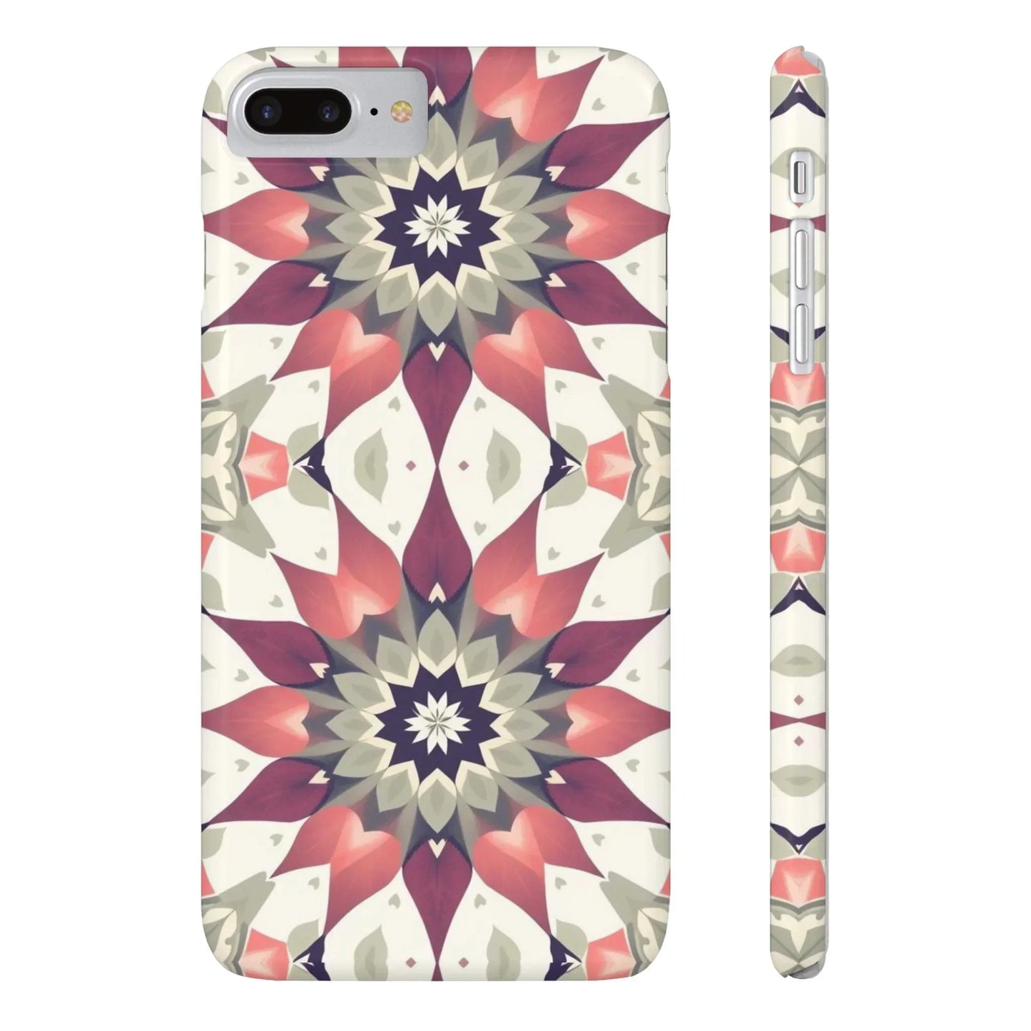 Burgundy mandala phone case for iPhone 7 to 16 Models - KarArmDesign