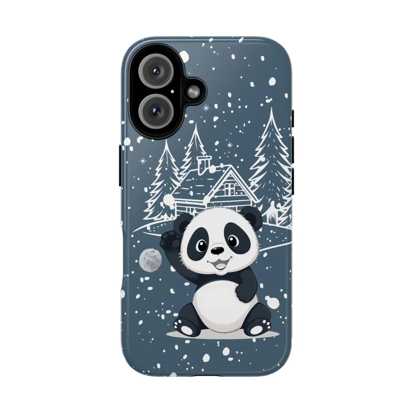Cute Panda in a Winter Wonderland Phone Case for iPhone 8-16 Models - KarArmDesign