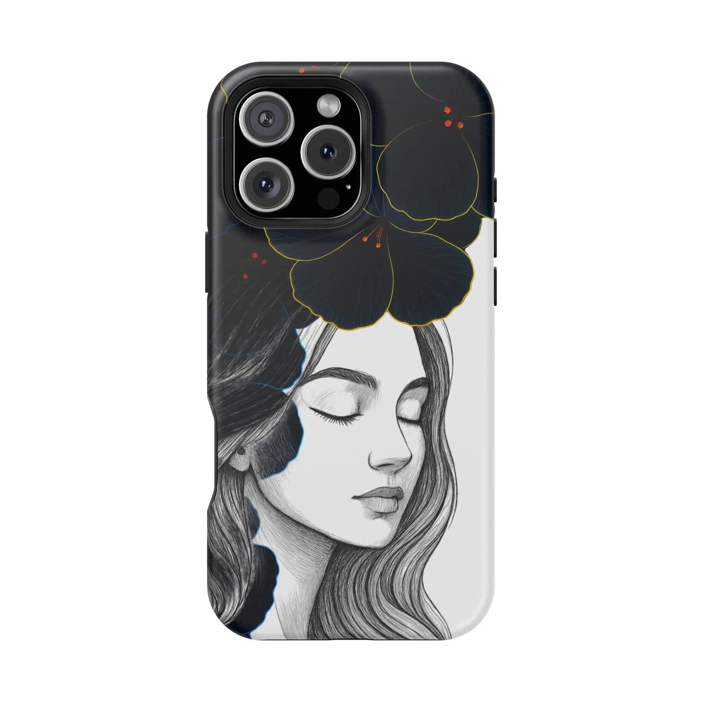 Dark Floral Elegance Phone Case for iPhone 13-16 Models - KarArmDesign