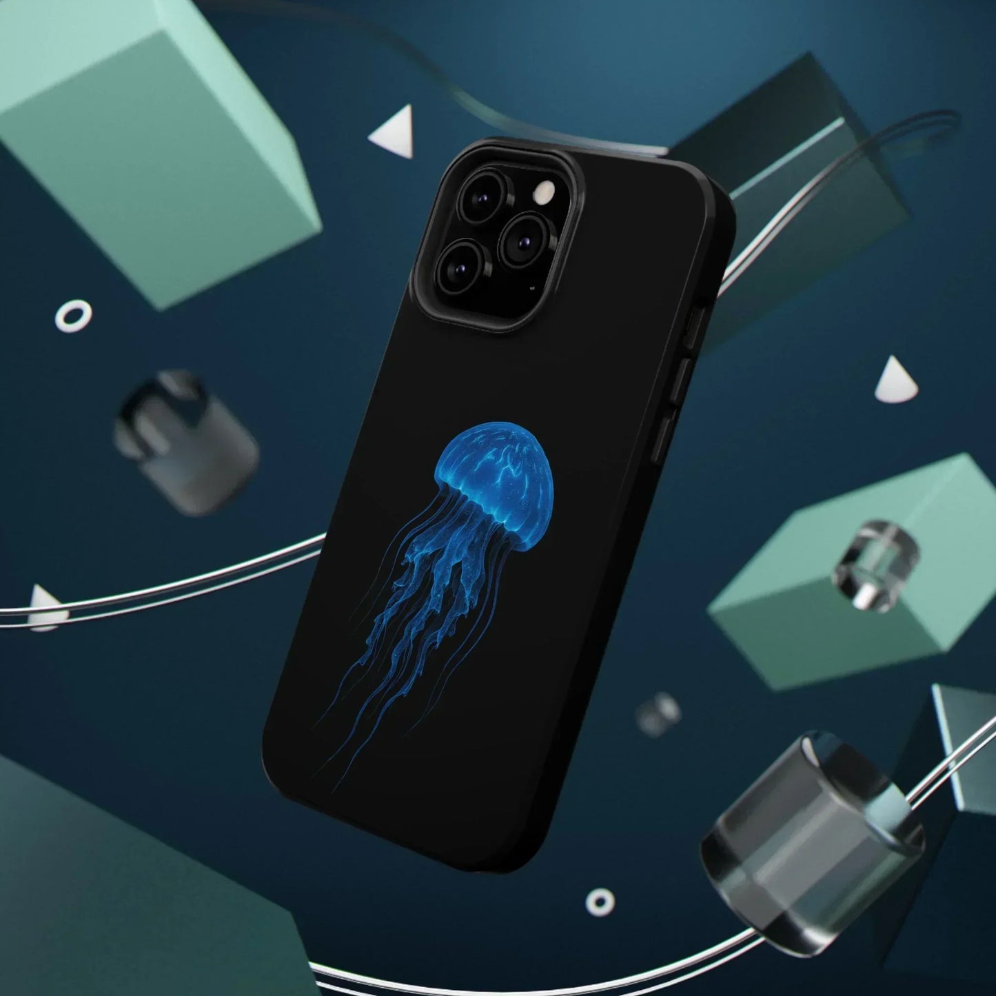 Blue Jellyfish Phone Case for iPhone 12-16 and Samsung Galaxy S21-S22 Models - KarArmDesign