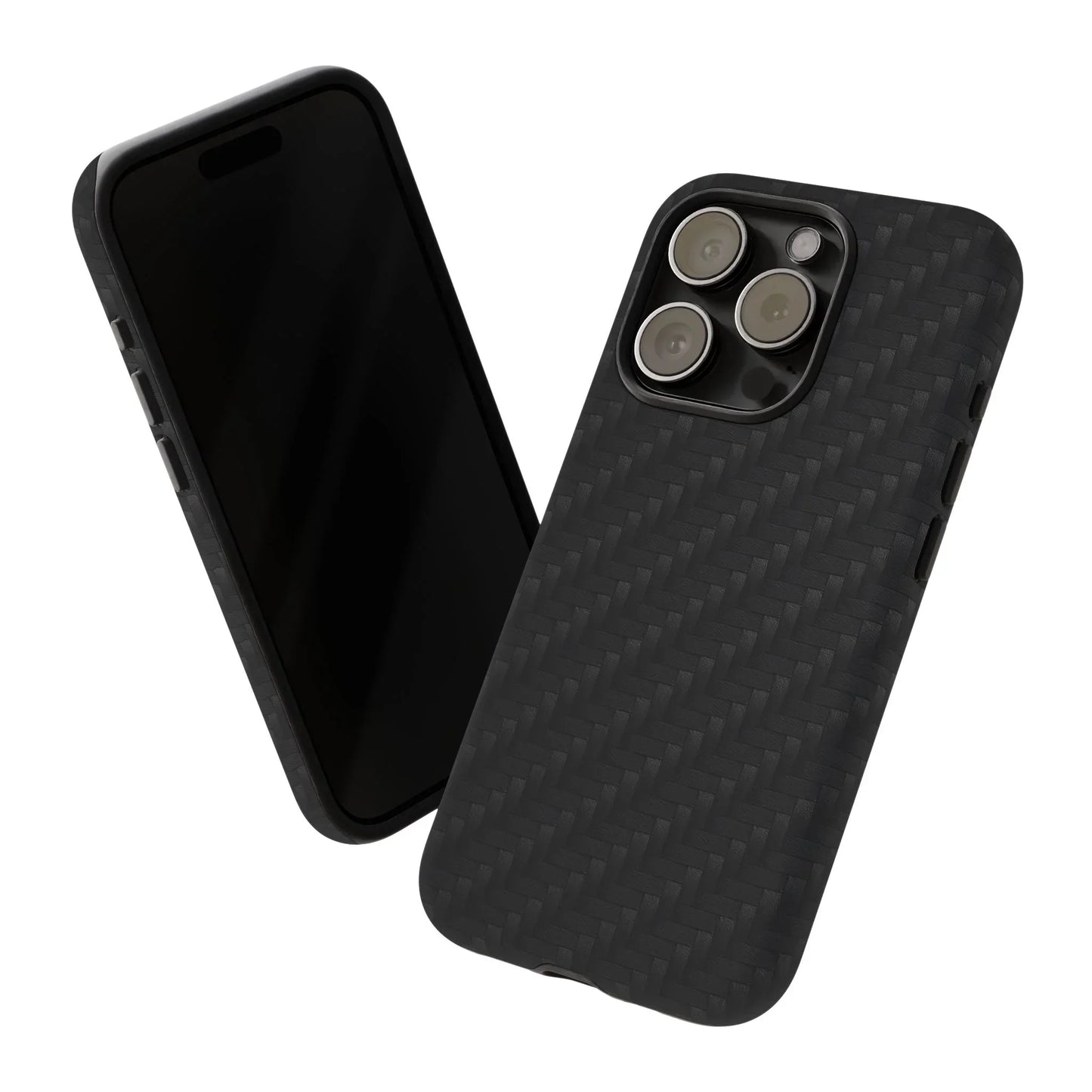 Black Carbon Phone Case Tough Case for iPhone 8-16 and Google Pixel up to 9 Models - KarArmDesign