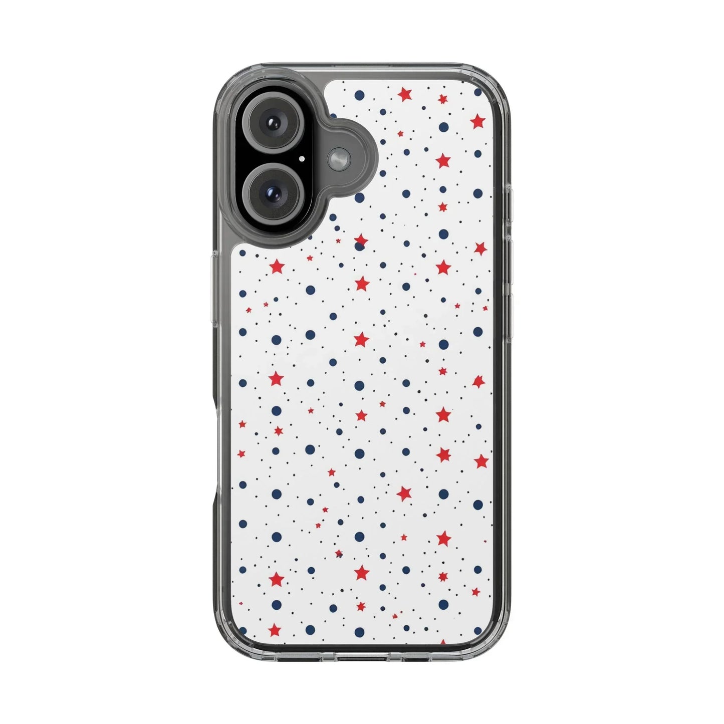 White Phone Case with Red Stars and Blue Polka Dots for iPhone and Galaxy - KarArmDesign