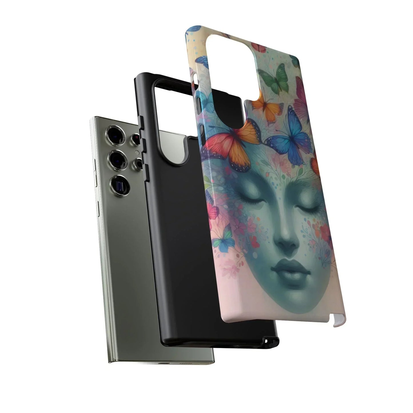 Butterfly Bloom Dreamy Woman Phone Case for Galaxy and Pixel - KarArmDesign
