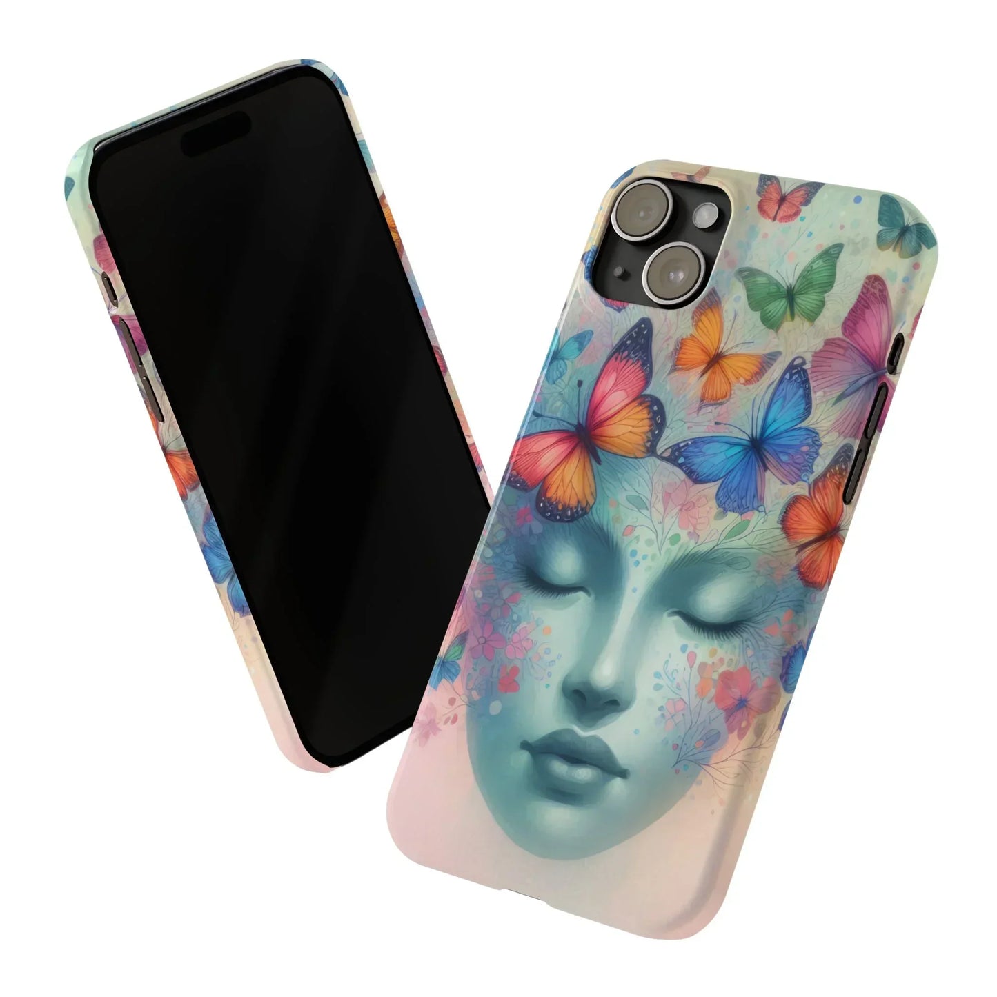 Butterfly Bloom Dreamy Woman with Closed Eyes Tough Phone Case for iPhone - KarArmDesign
