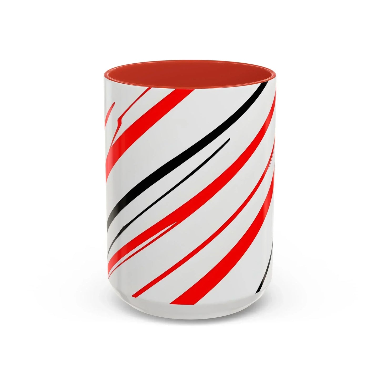 Bold Elegance – Red & Black Swirl Accent Coffee Mug - KarArmDesign