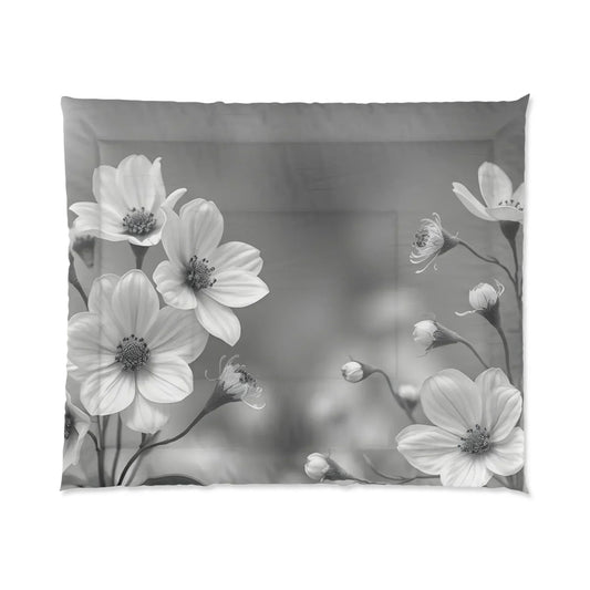 Elegant Gray Floral Comforter – Soft & Stylish Bedding - KarArmDesign