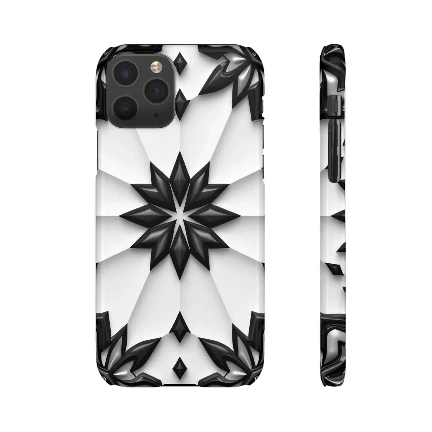 Black and White Geometric Floral Phone Case for iPhone and Samsung Galaxy - KarArmDesign