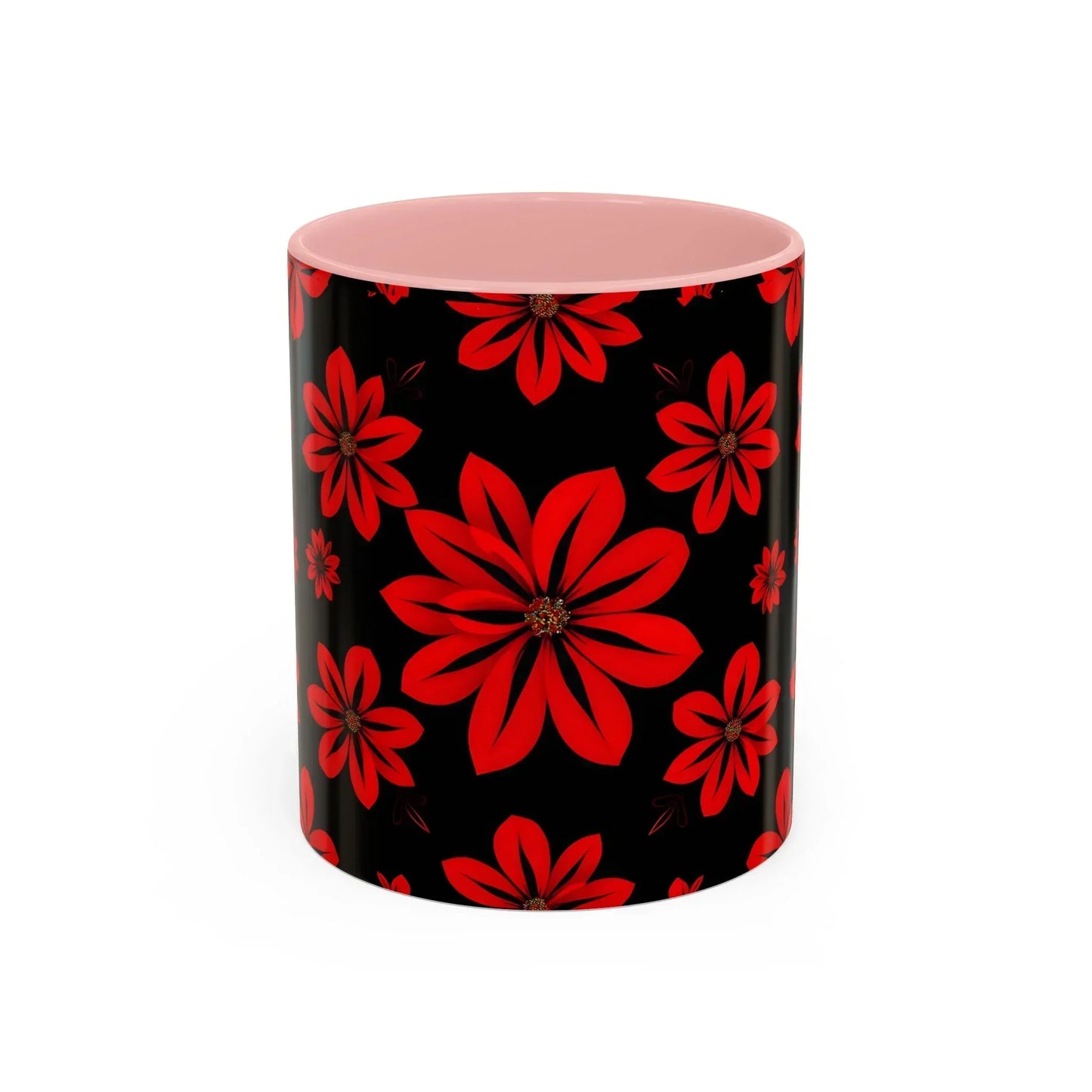 Accent Red Floral Coffee Mug – 11oz & 15oz - KarArmDesign