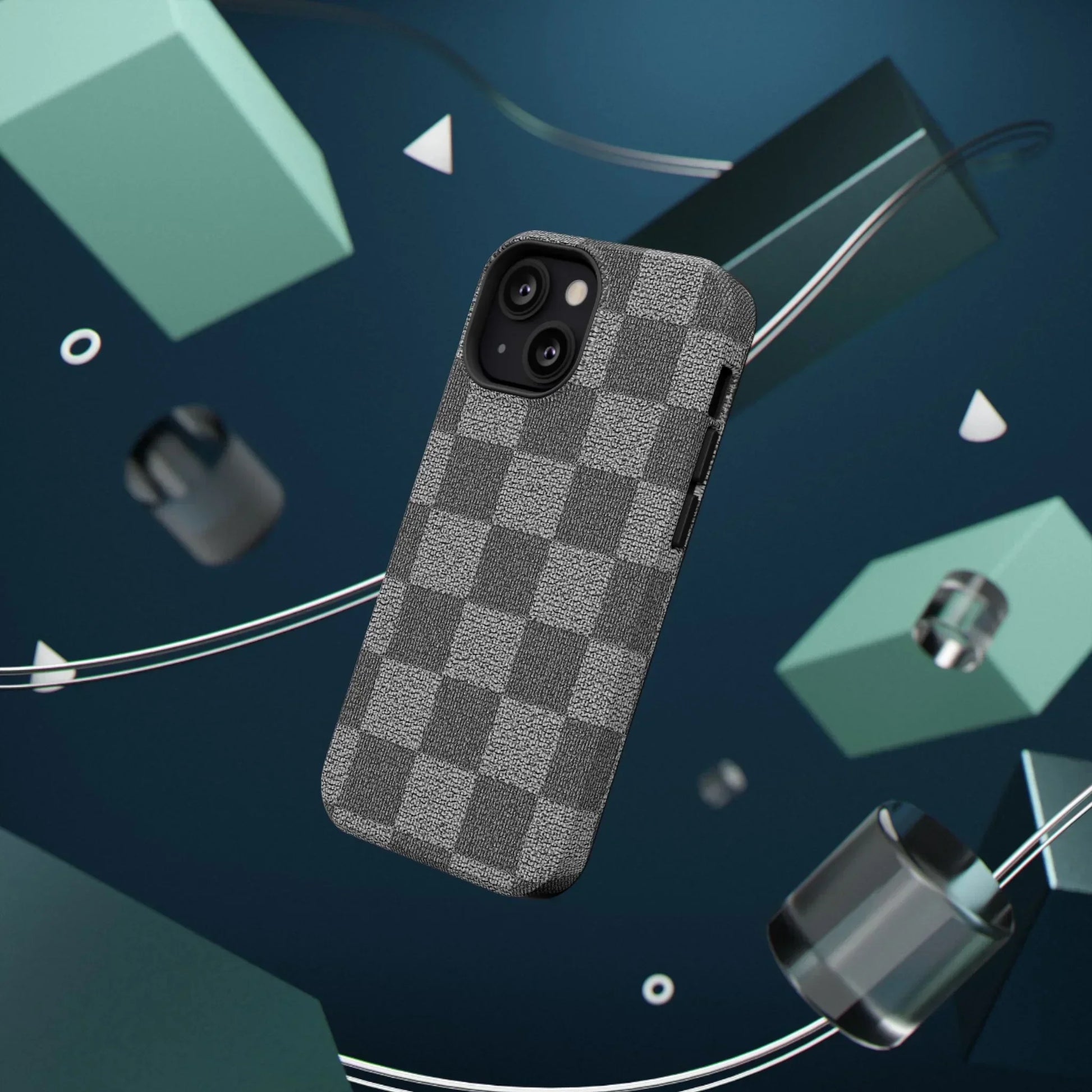 Gray Checkered Phone Case for iPhone 12-16 and Galaxy S21-S22 Models - KarArmDesign