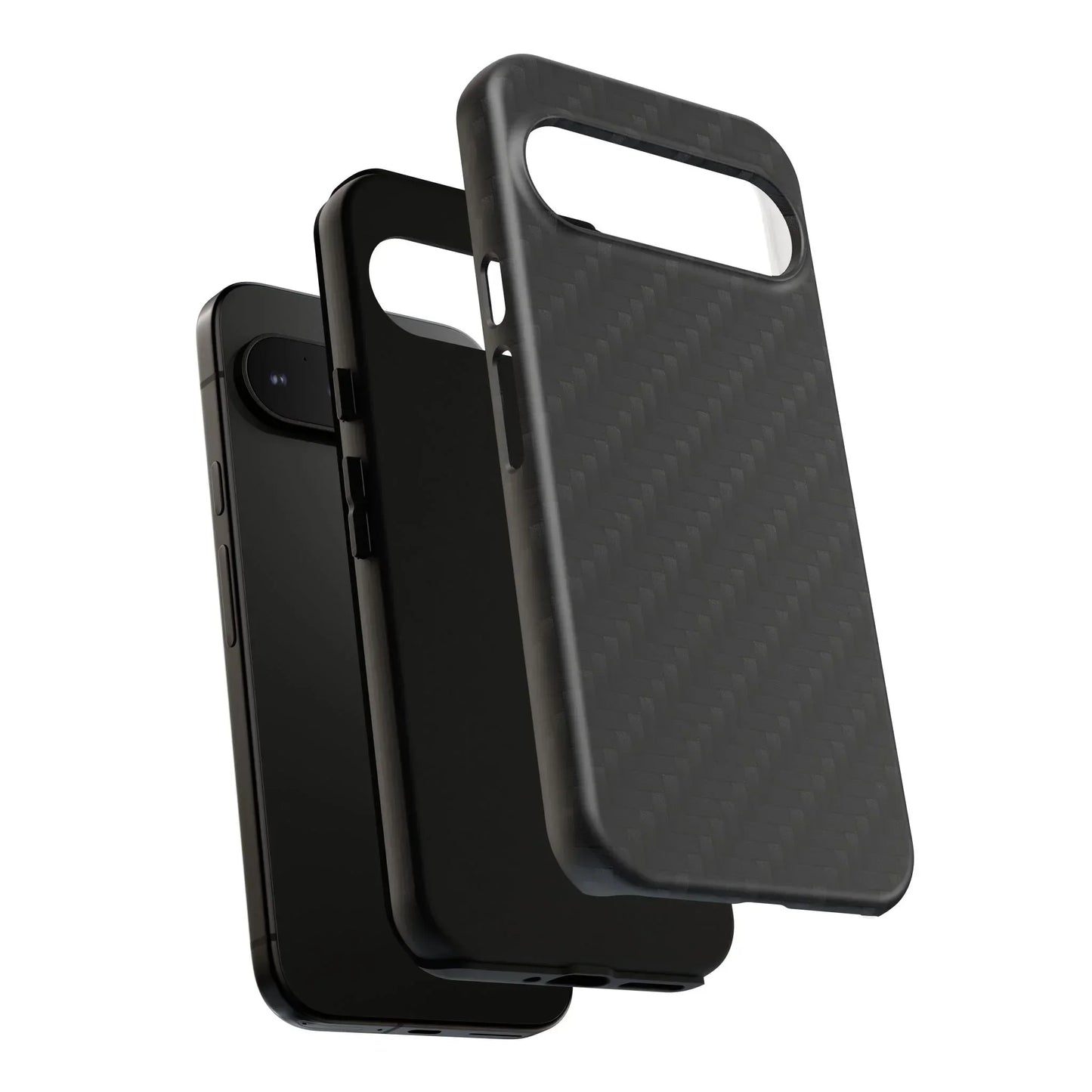 Black Carbon Phone Case Tough Case for iPhone 8-16 and Google Pixel up to 9 Models - KarArmDesign