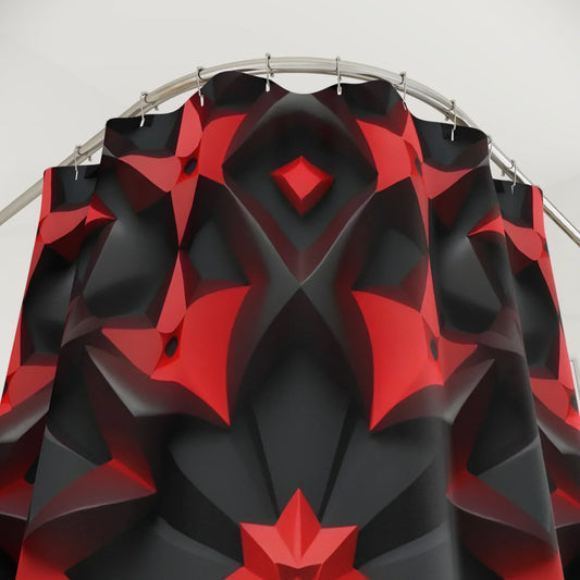 Black and Red Geometric Shower Curtain - KarArmDesign