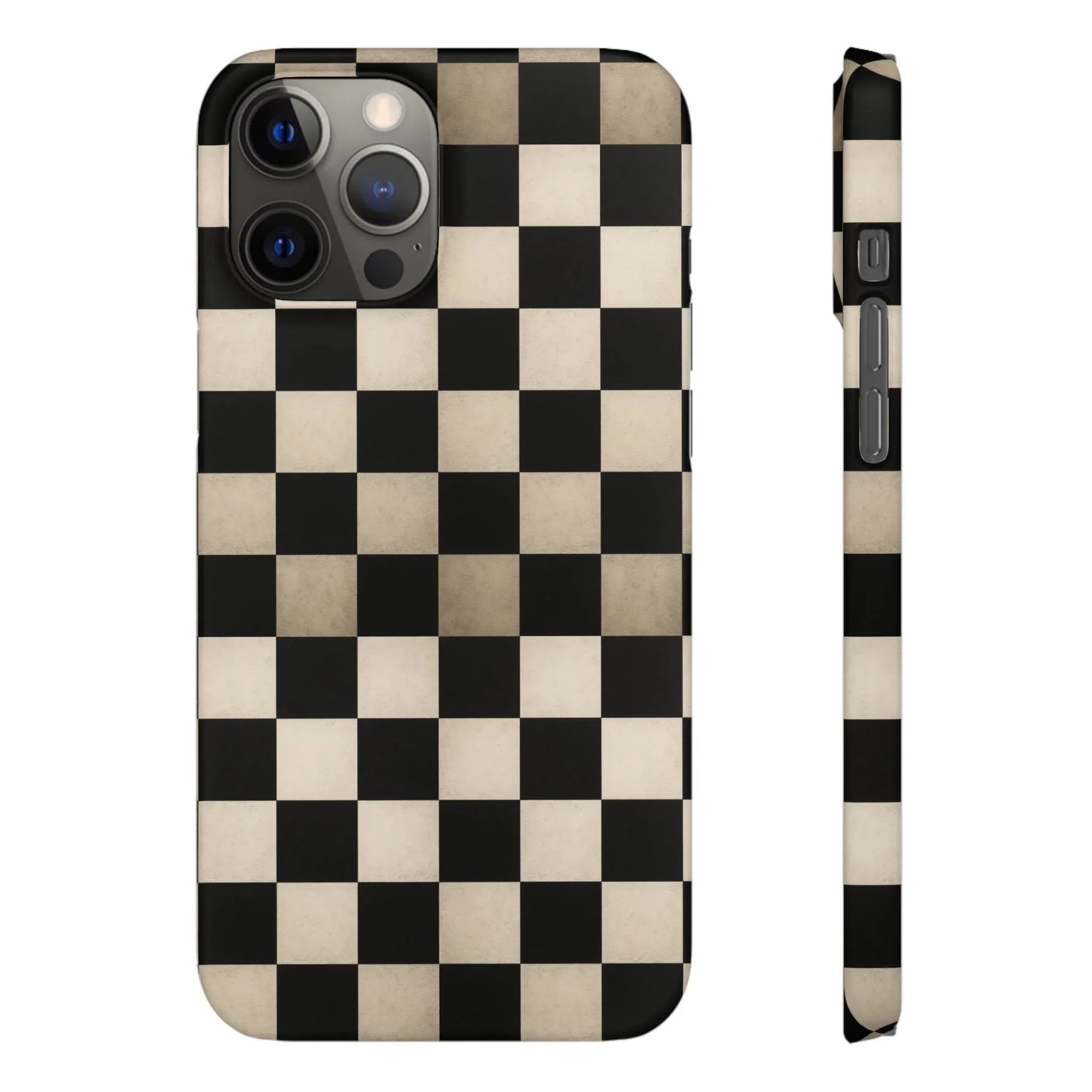 Stylish Matte Checker Phone Case for iPhone 7-16 and Samsung Galaxy S10-S24 Models - KarArmDesign